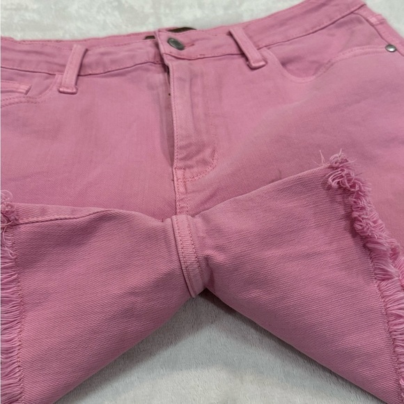 Pink Judy Blue Full Size High Waist Fray Hem Denim Shorts - Picture 9 of 14